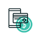 Animerad bild av kreditkort + dollarmärke