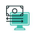 Animerad bild med dator och sedel