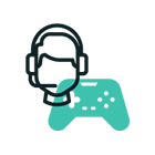 animerad bild, gamer + kontroll