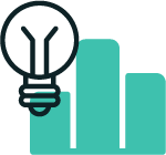 Animerad bild på glödlampa och staplar