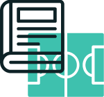 Animerad bild på en bok + fotbollsplan